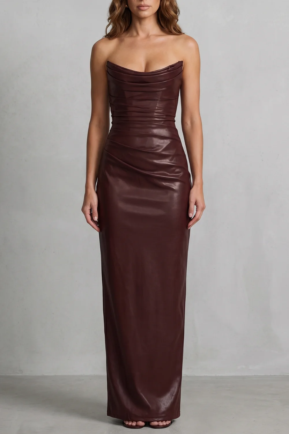 Albienne – Sculpted faux leather – Maxi dress