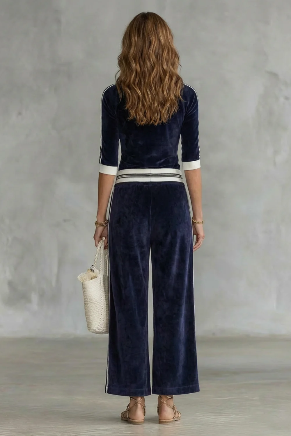 Alix Set – Luxe velour track co-ord with zip-up top & wide-leg pants - Image 4