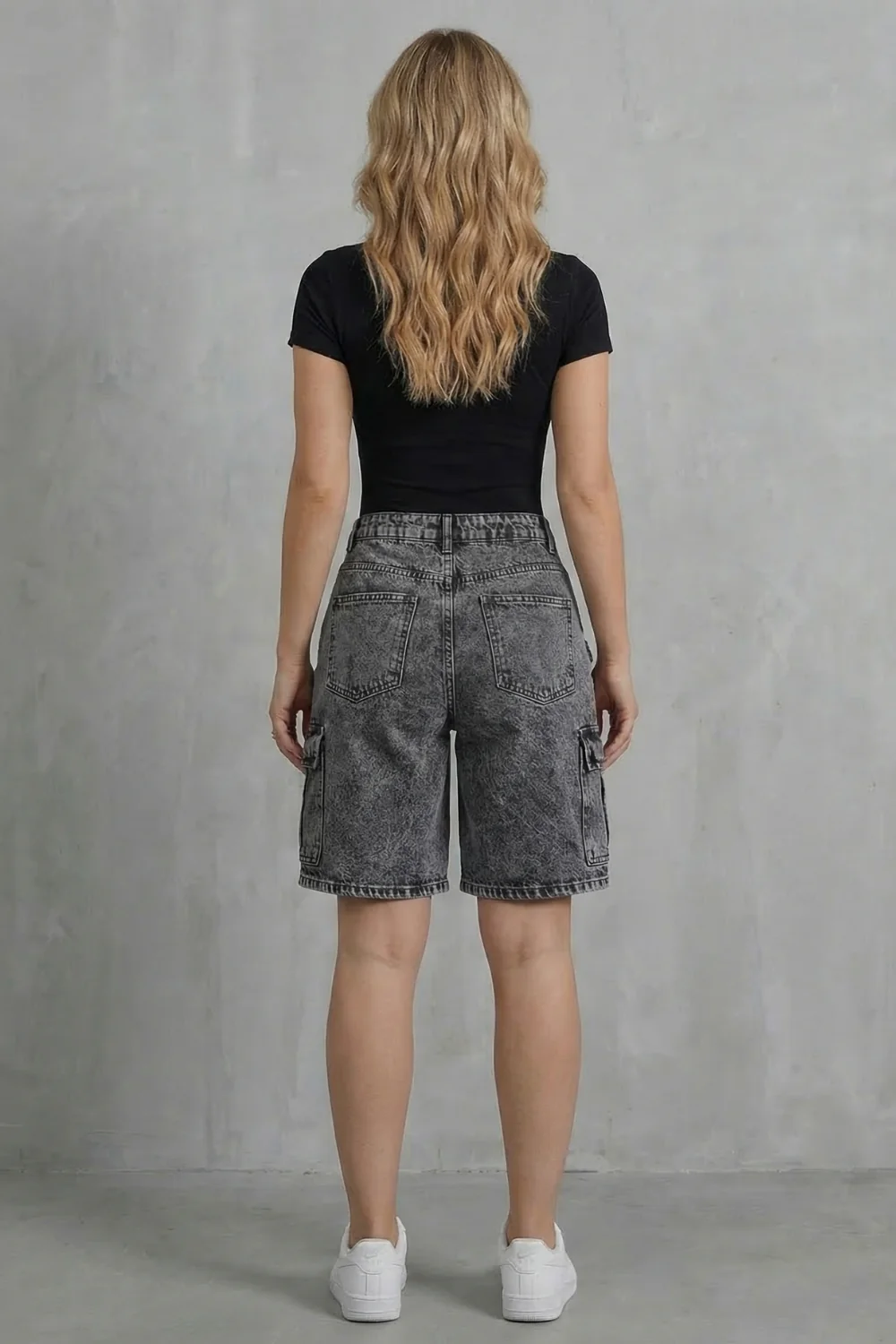 Ardenza – Washed utility style – Denim cargo shorts - Image 4