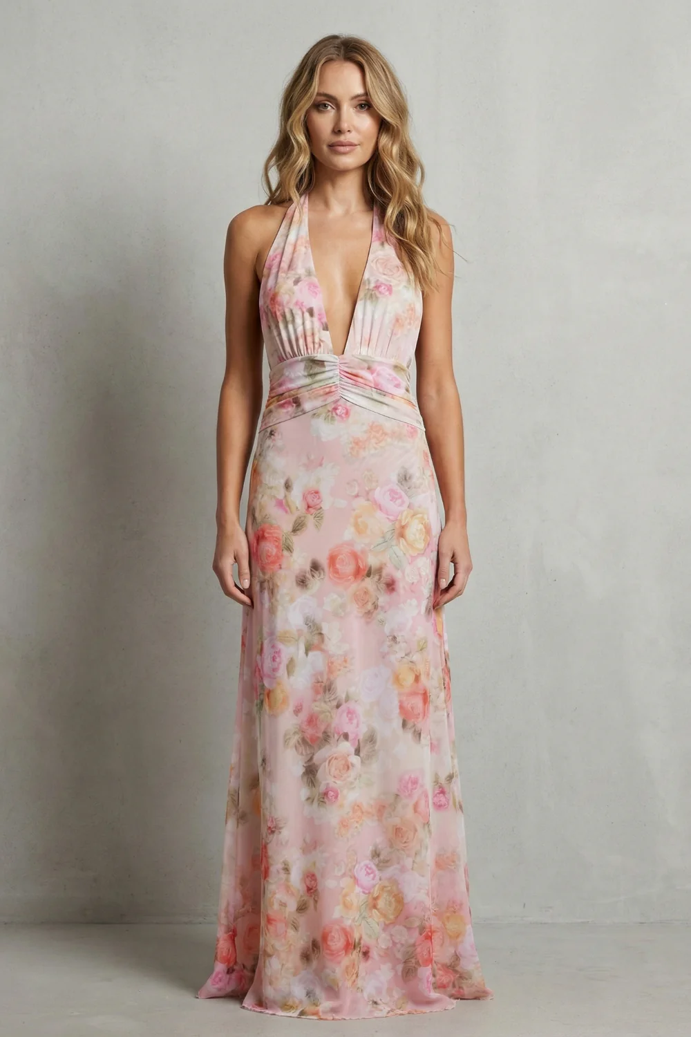Ariadelle – Deep V floral elegance – Maxi dress - Image 2
