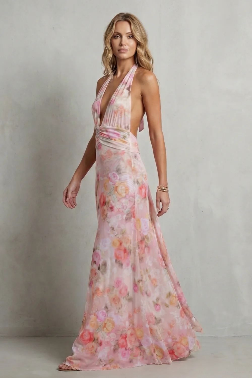 Ariadelle – Deep V floral elegance – Maxi dress - Image 3