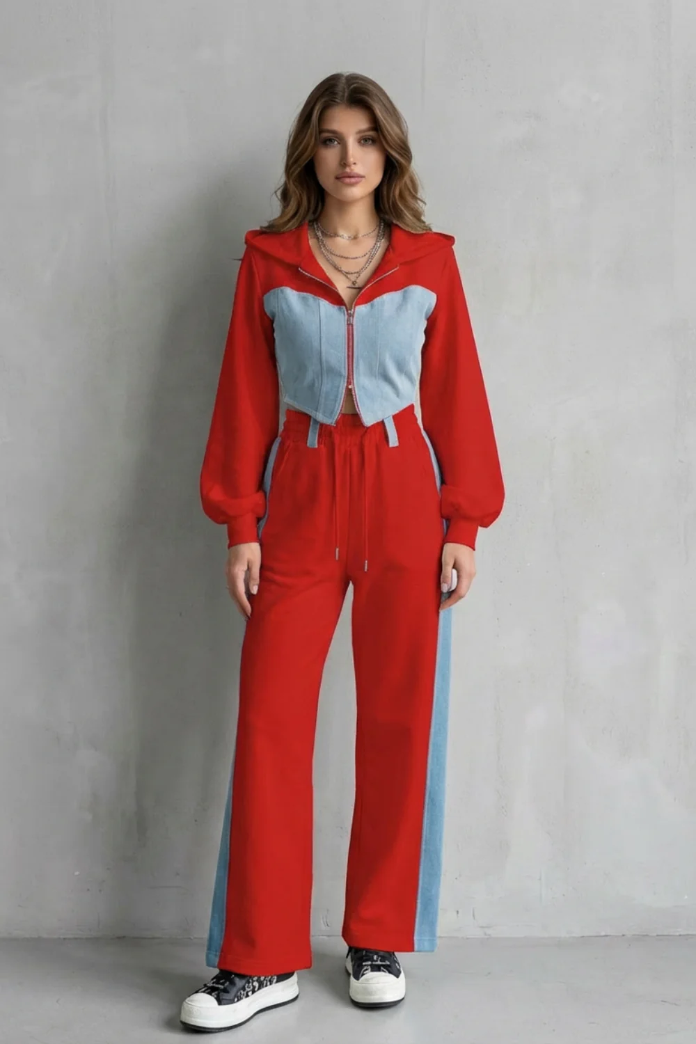 Arlo – Denim Splice – Two-Piece Hoodie & Sweatpant Set - Image 10
