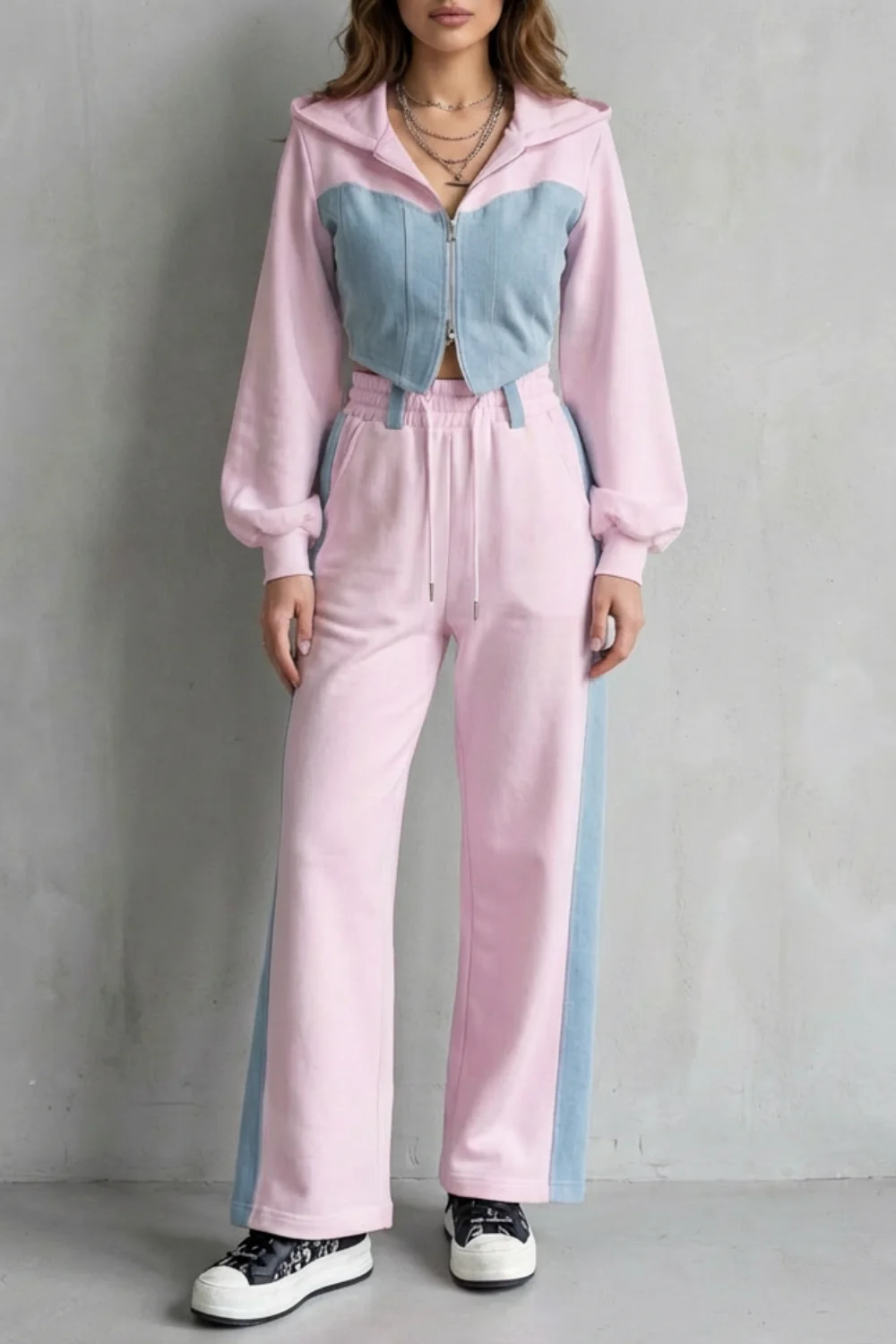 Arlo – Denim Splice – Two-Piece Hoodie & Sweatpant Set - Image 5