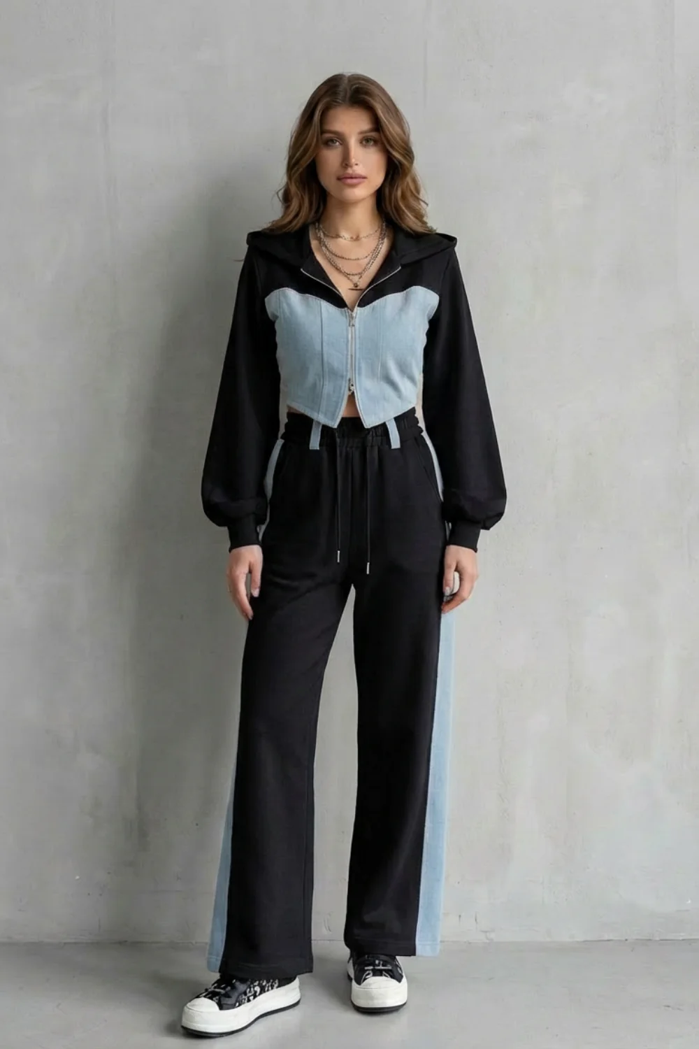 Arlo – Denim Splice – Two-Piece Hoodie & Sweatpant Set - Image 8