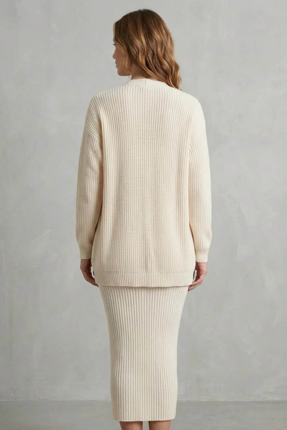 Aurelia – Ribbed Knit Sweater Dress Set – 2-Piece Slim-Fit Cardigan Ensemble - Image 4