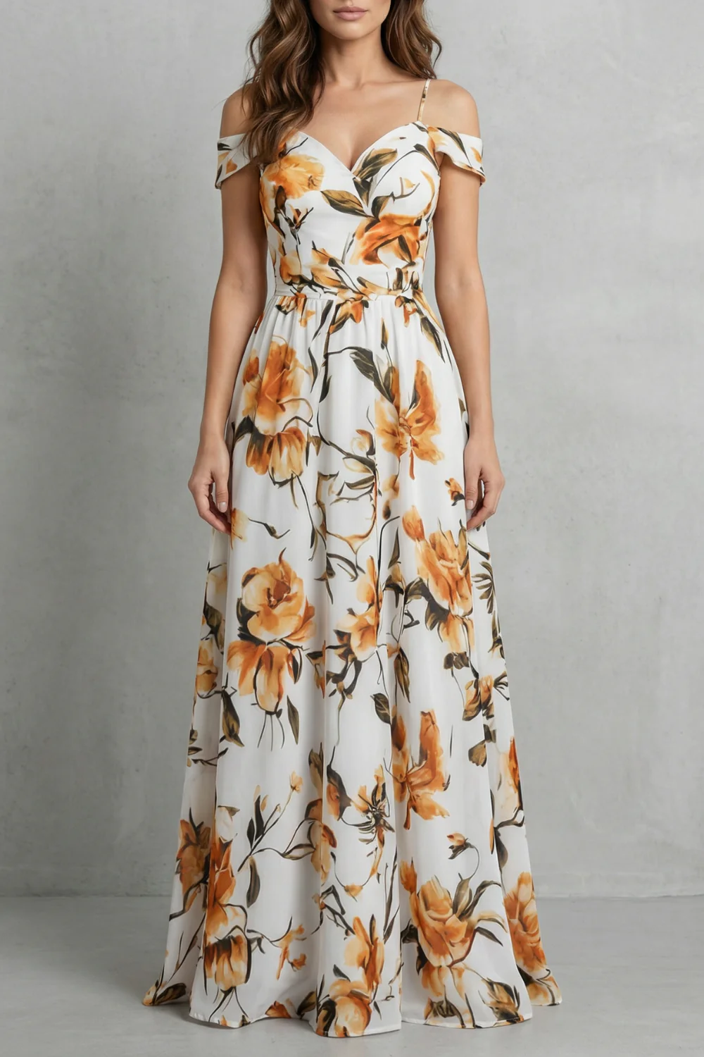 Aurielle – Off-shoulder floral grace – Maxi dress