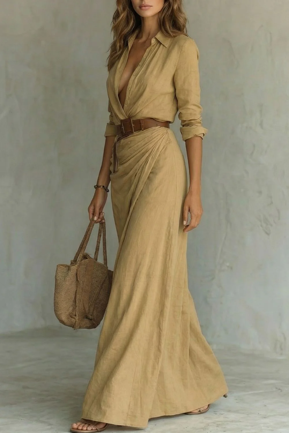 Azura – Button-down wrap dress – Belted maxi dress - Image 3