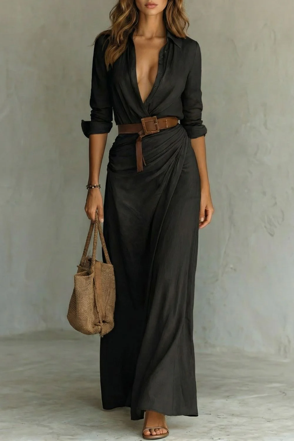 Azura – Button-down wrap dress – Belted maxi dress - Image 5