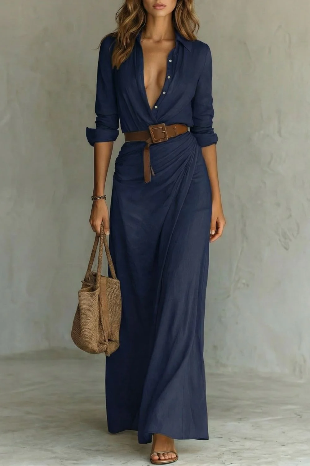 Azura – Button-down wrap dress – Belted maxi dress - Image 6