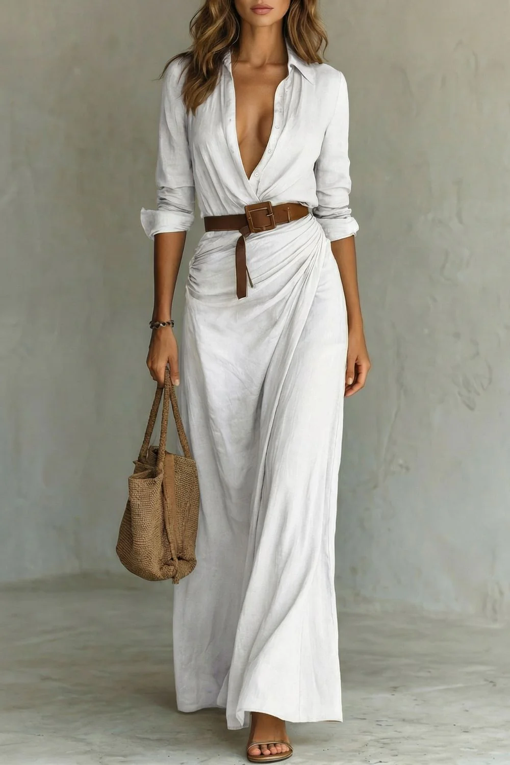 Azura – Button-down wrap dress – Belted maxi dress - Image 7