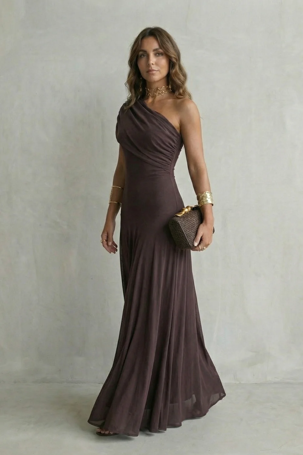 Bellamare – Elegant draped neckline – One shoulder maxi dress - Image 3