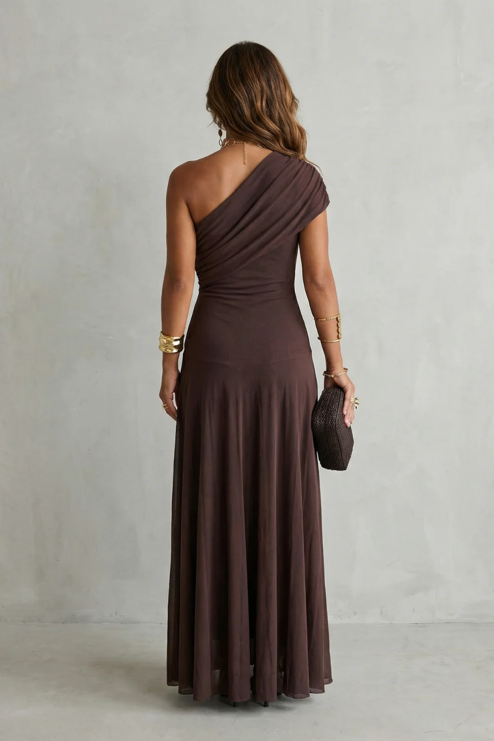 Bellamare – Elegant draped neckline – One shoulder maxi dress - Image 4