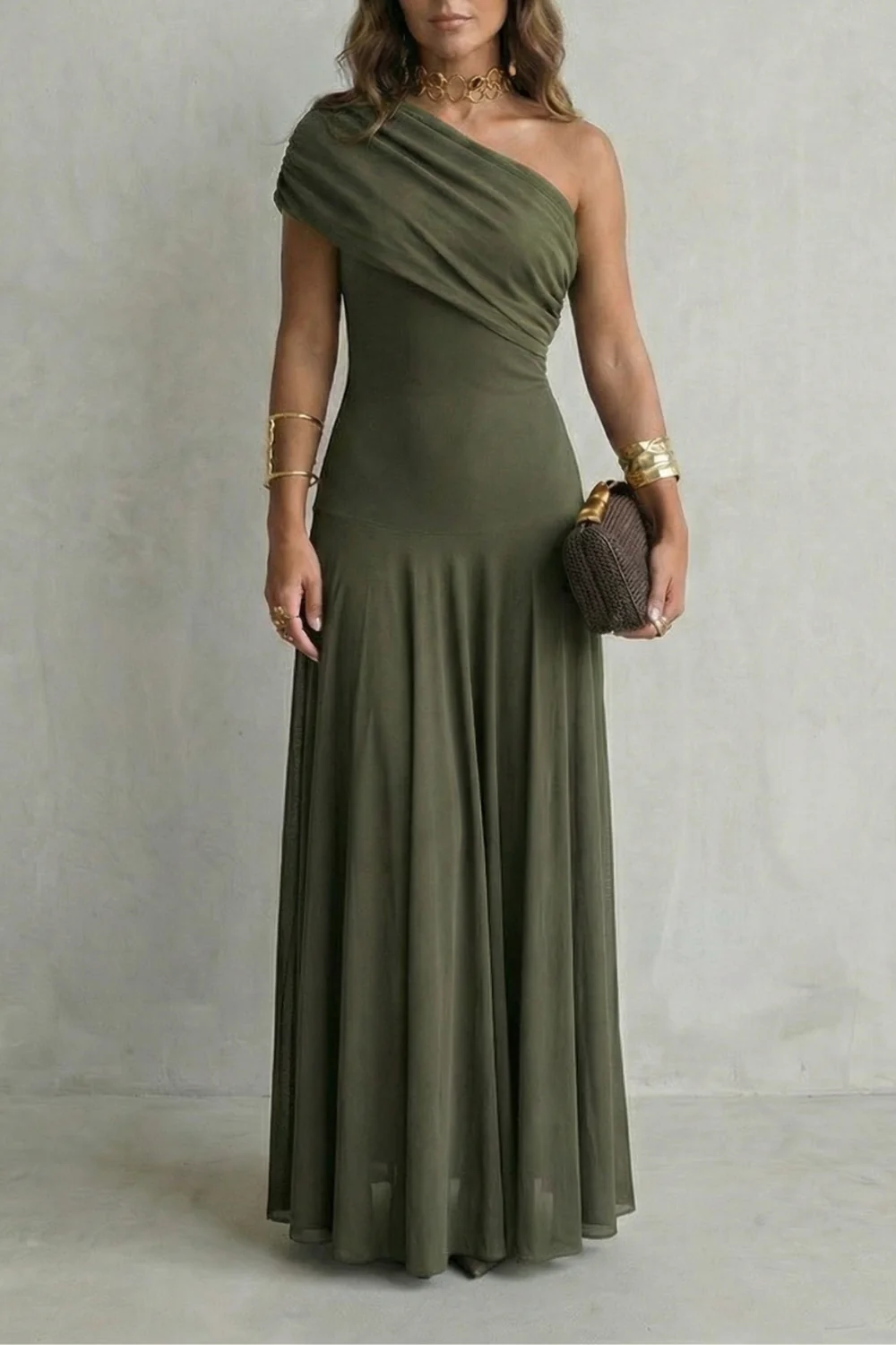 Bellamare – Elegant draped neckline – One shoulder maxi dress - Image 9