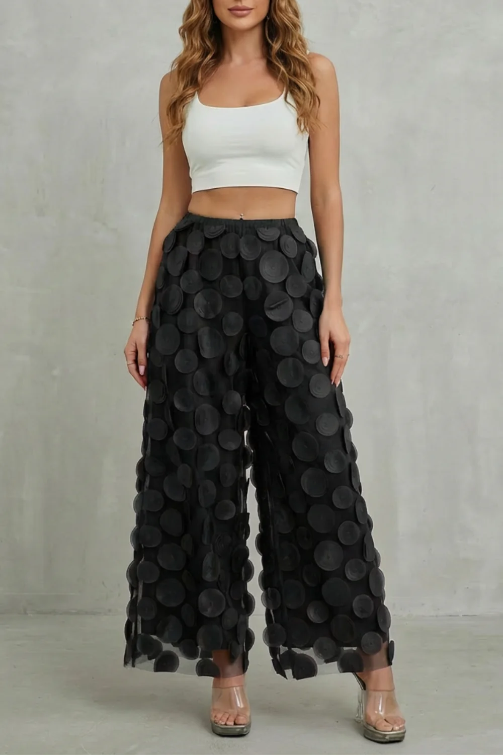 Bellaria – 3D circle appliqué – Wide-leg trousers - Image 5