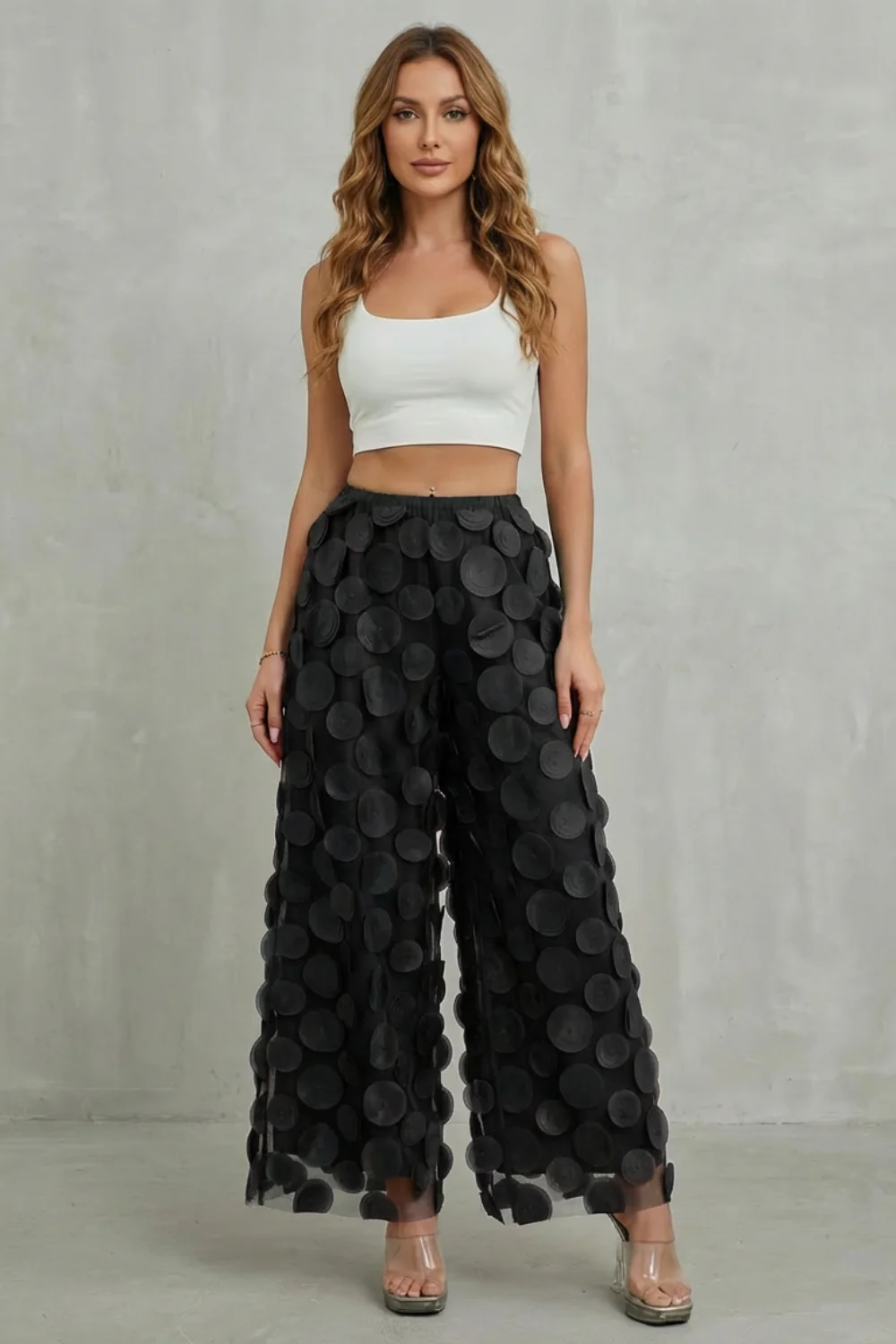 Bellaria – 3D circle appliqué – Wide-leg trousers - Image 6