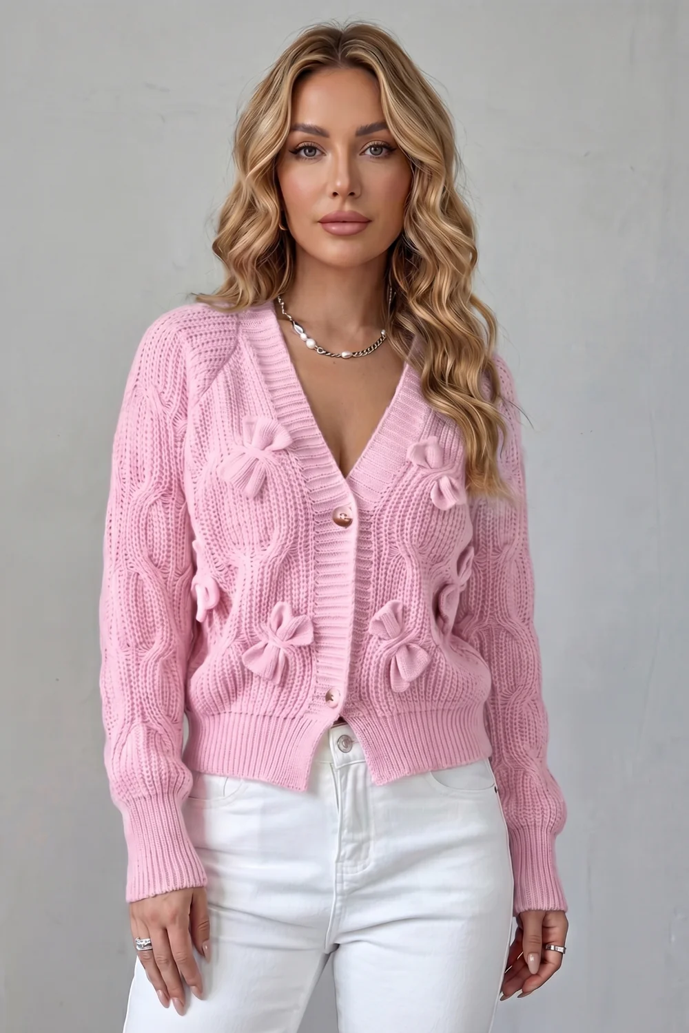 Bellavira – Bow knit texture – Cardigan - Image 10