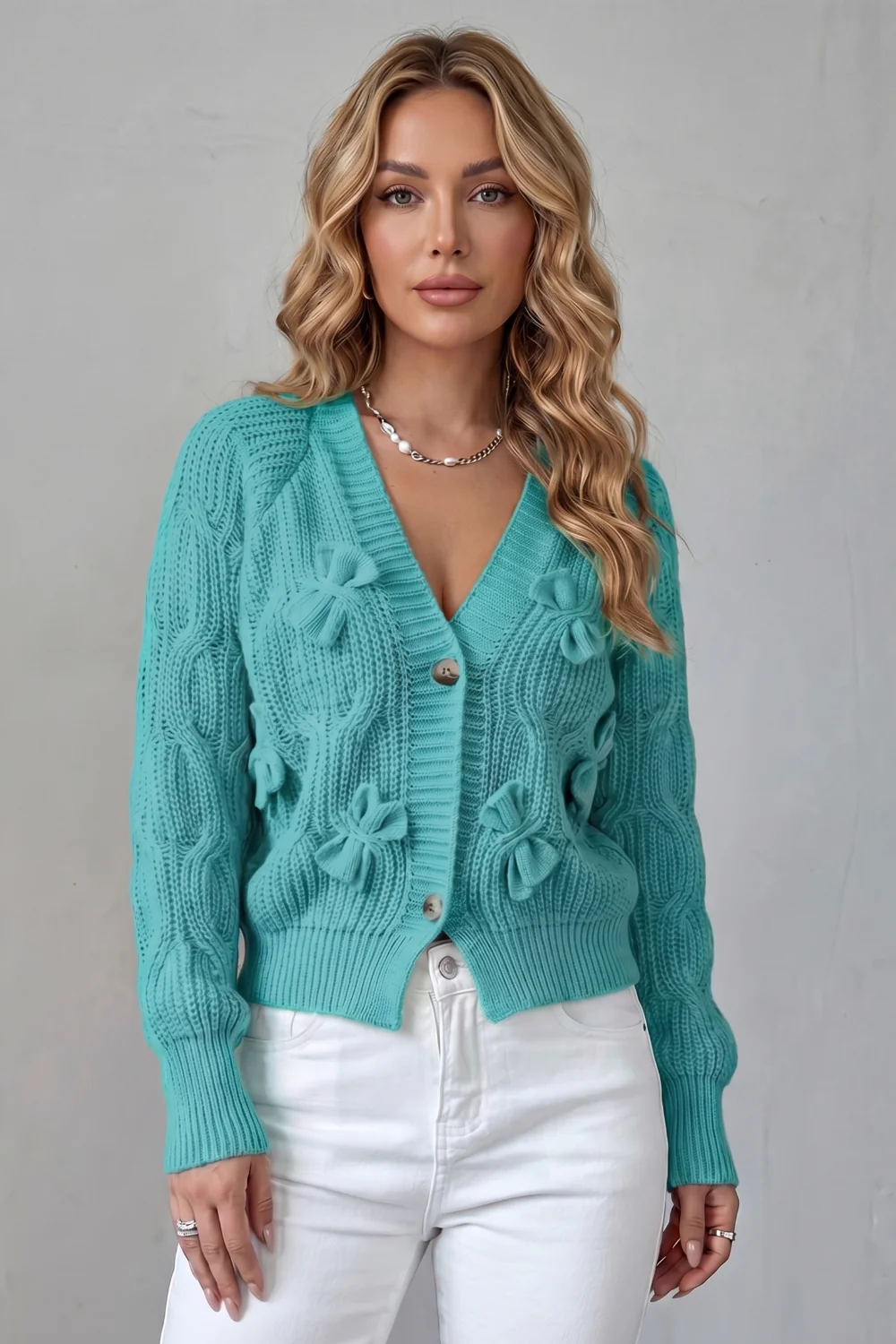 Bellavira – Bow knit texture – Cardigan - Image 12