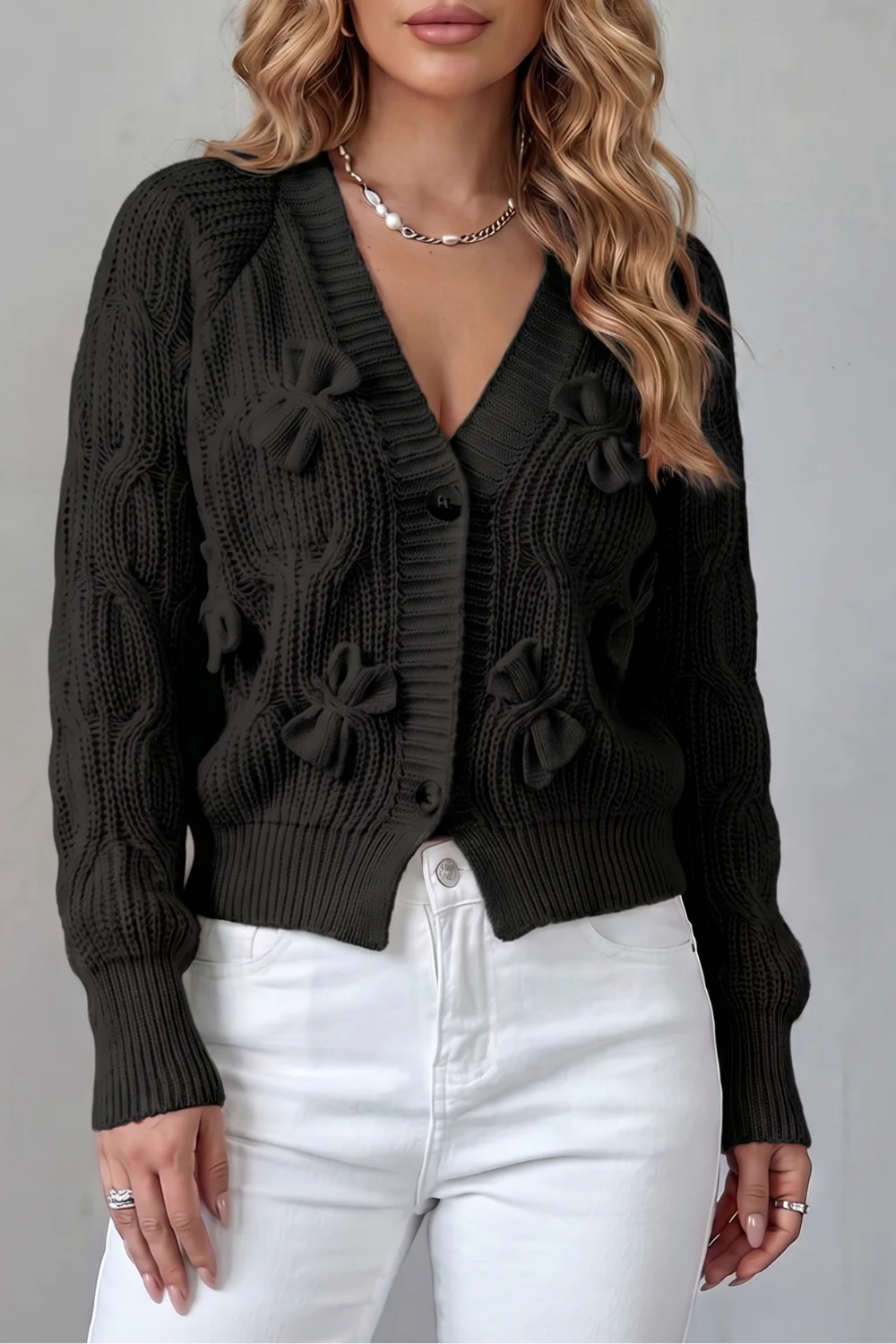 Bellavira – Bow knit texture – Cardigan - Image 13