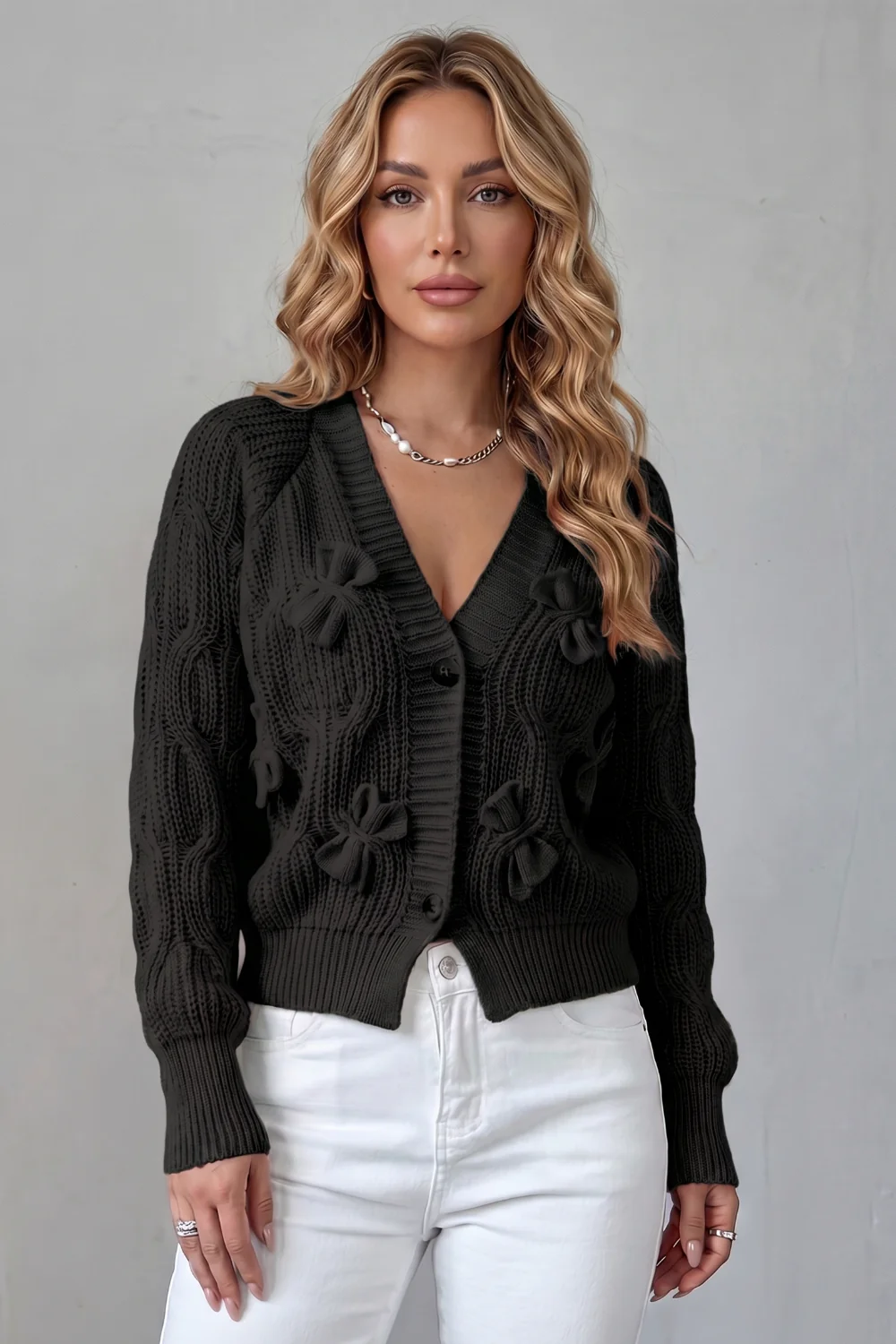 Bellavira – Bow knit texture – Cardigan - Image 14