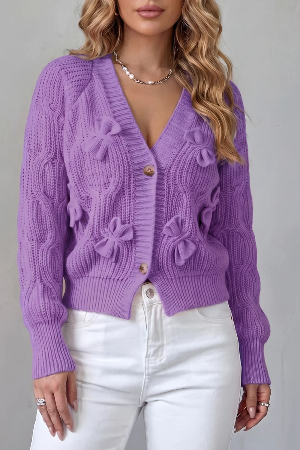 Bellavira – Bow knit texture – Cardigan - Image 15