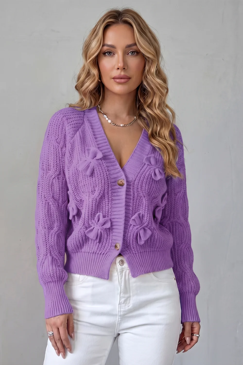 Bellavira – Bow knit texture – Cardigan - Image 16