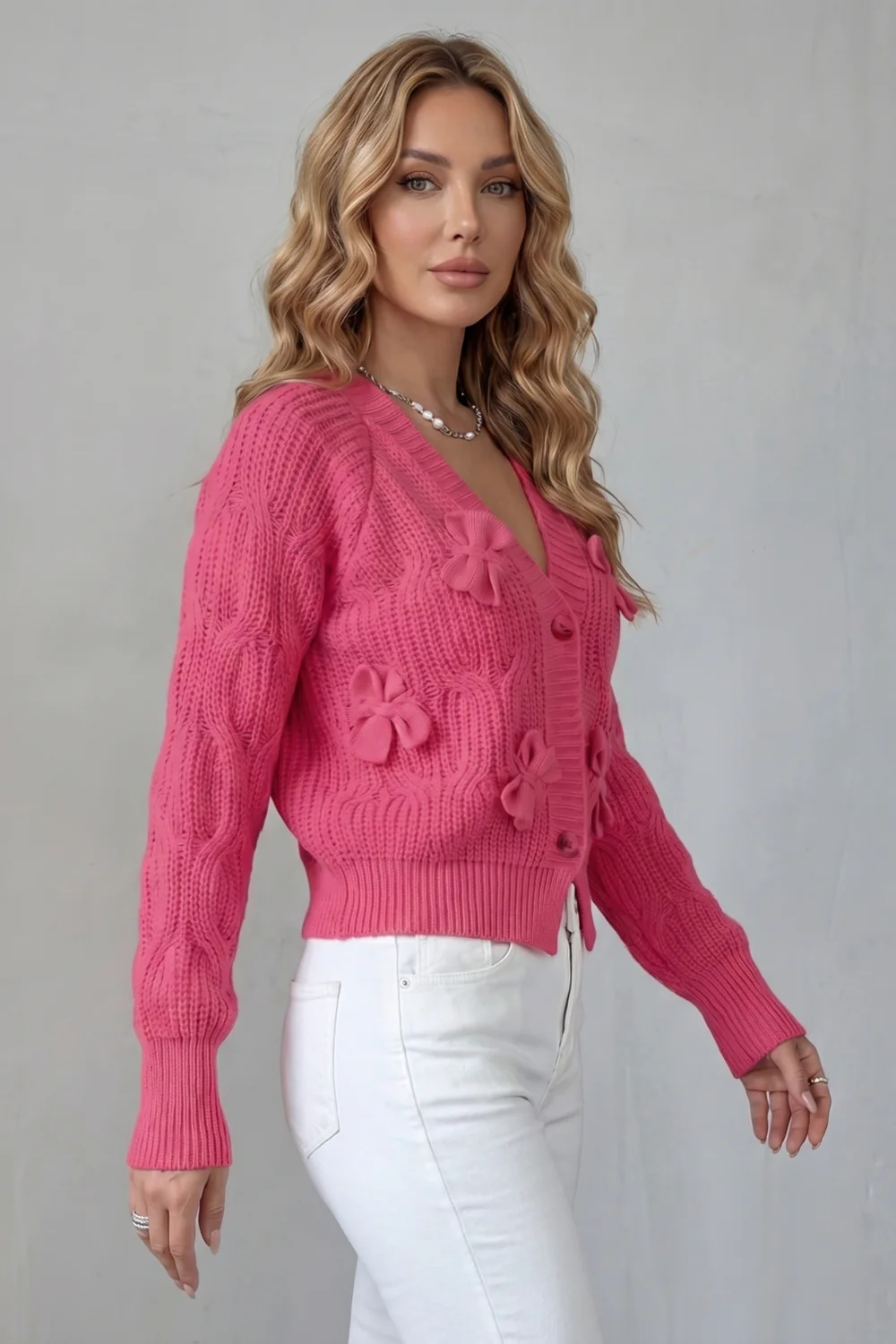 Bellavira – Bow knit texture – Cardigan - Image 3
