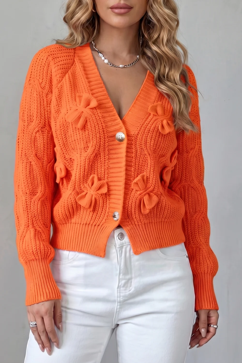 Bellavira – Bow knit texture – Cardigan - Image 7
