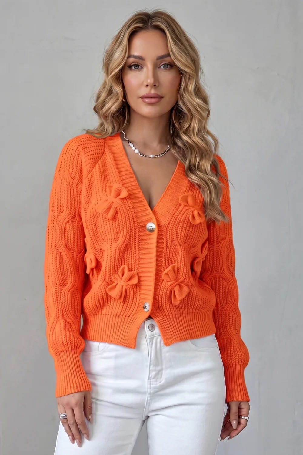 Bellavira – Bow knit texture – Cardigan - Image 8