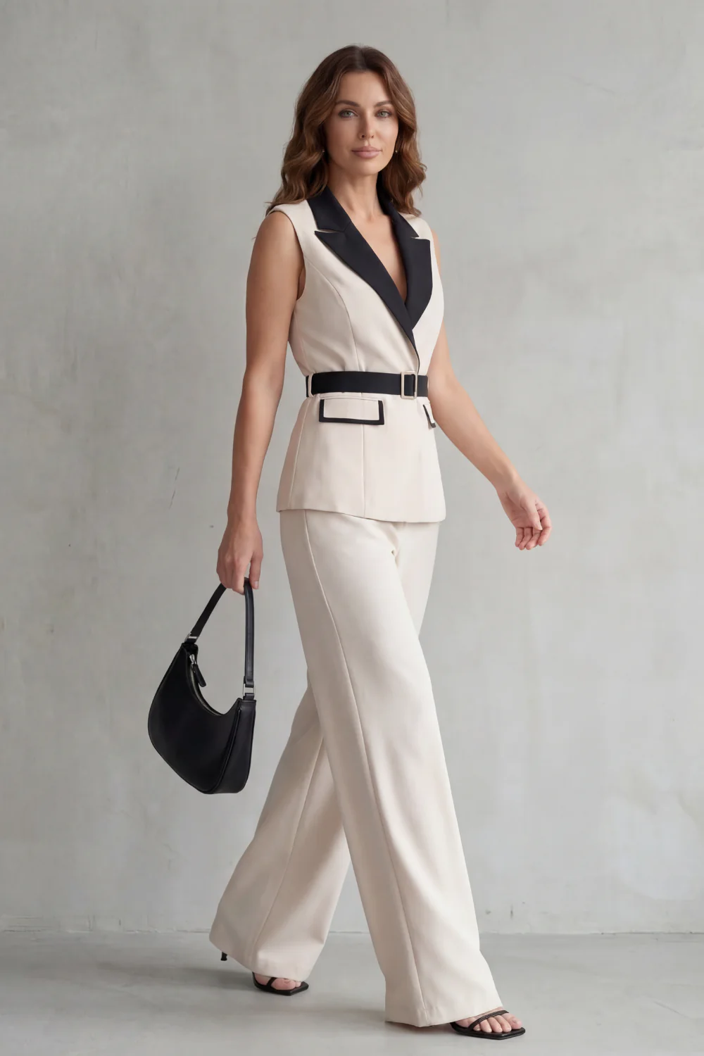 Bellavive – Two-tone lapel – Sleeveless trouser suit - Image 3