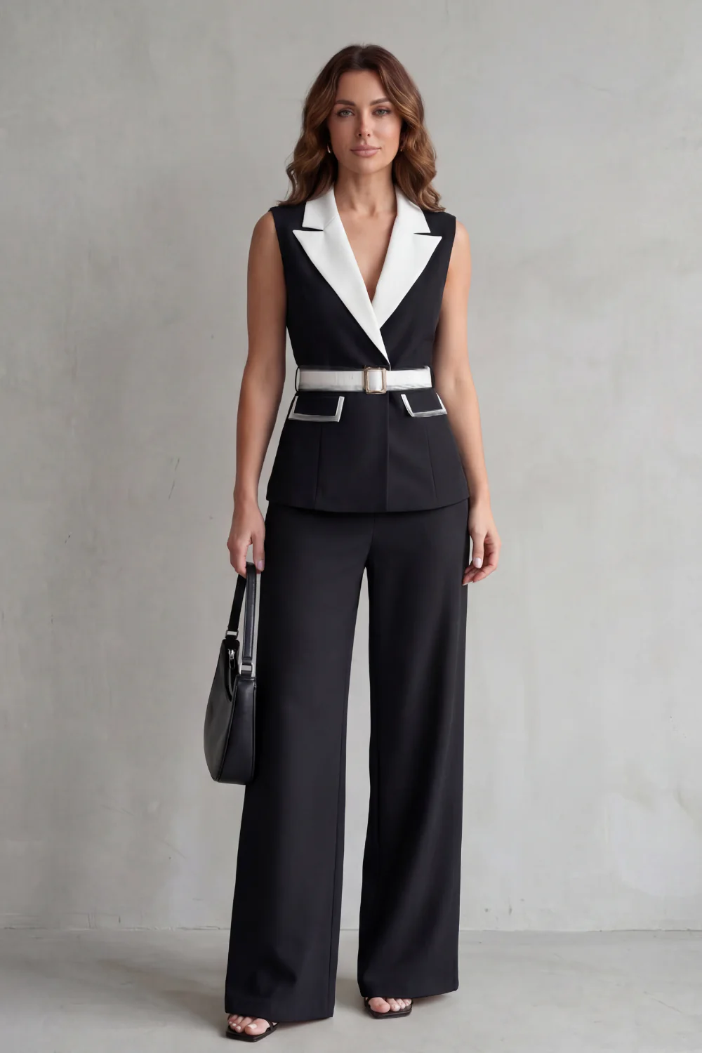 Bellavive – Two-tone lapel – Sleeveless trouser suit - Image 6