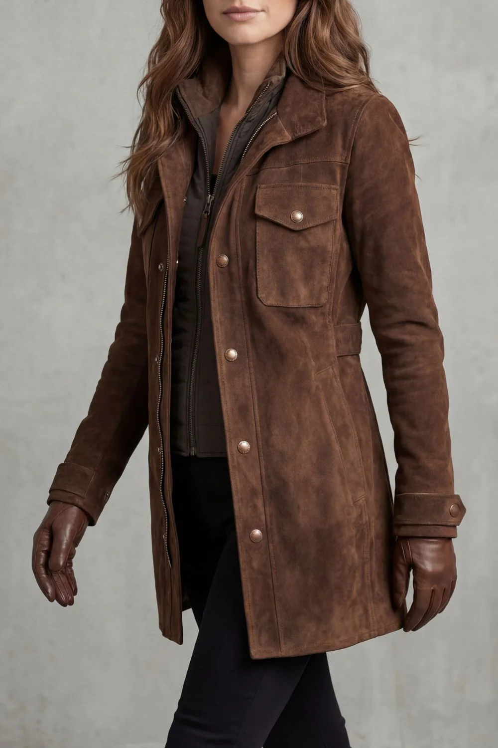 Bellavue – Tailored suede finish – Longline coat - Image 3
