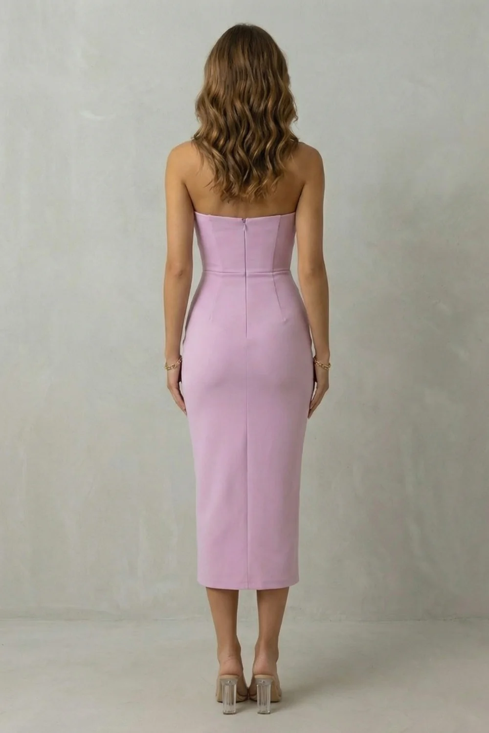 Blair – Timeless sculpted elegance – Draped sleeveless midi dress - Image 4