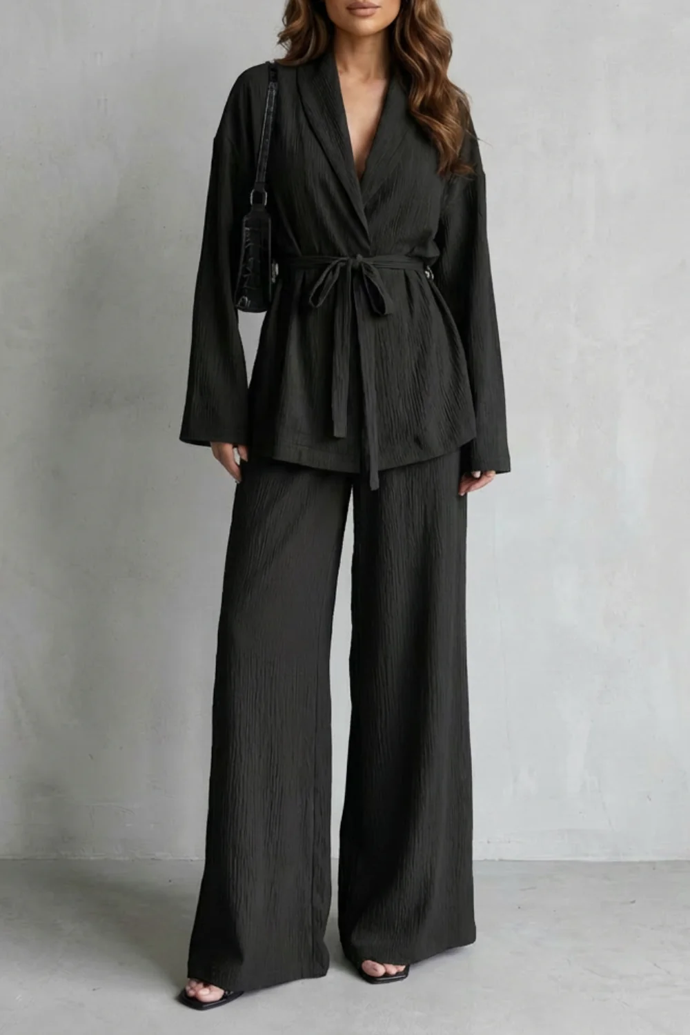 Calissa – V-Neck Belted Set – Elegant Wide-Leg Pants Ensemble - Image 5
