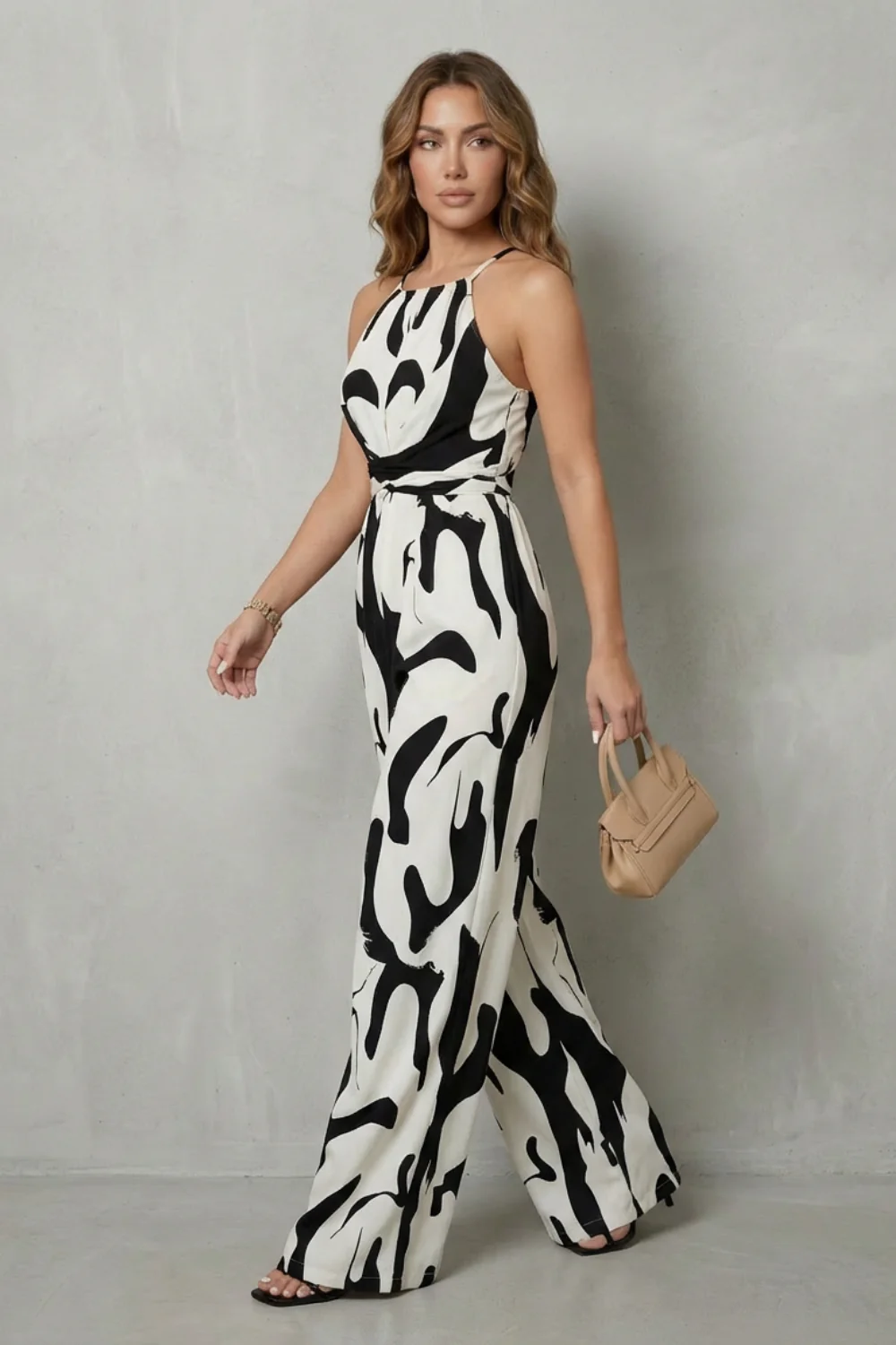 Calivana – Abstract print halter – Wide-leg jumpsuit - Image 3