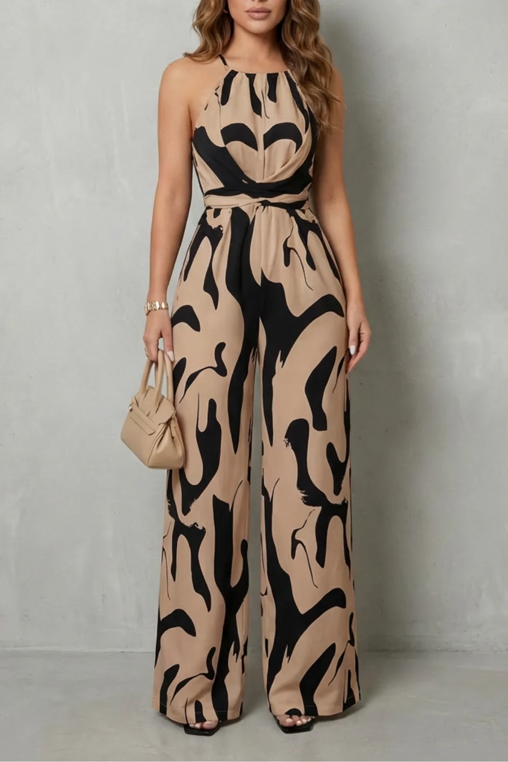 Calivana – Abstract print halter – Wide-leg jumpsuit - Image 5