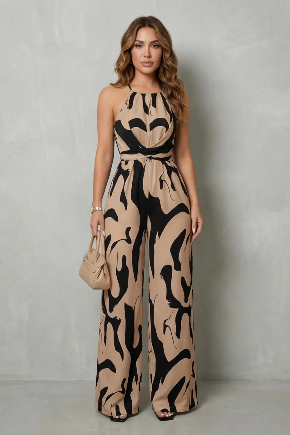 Calivana – Abstract print halter – Wide-leg jumpsuit - Image 6
