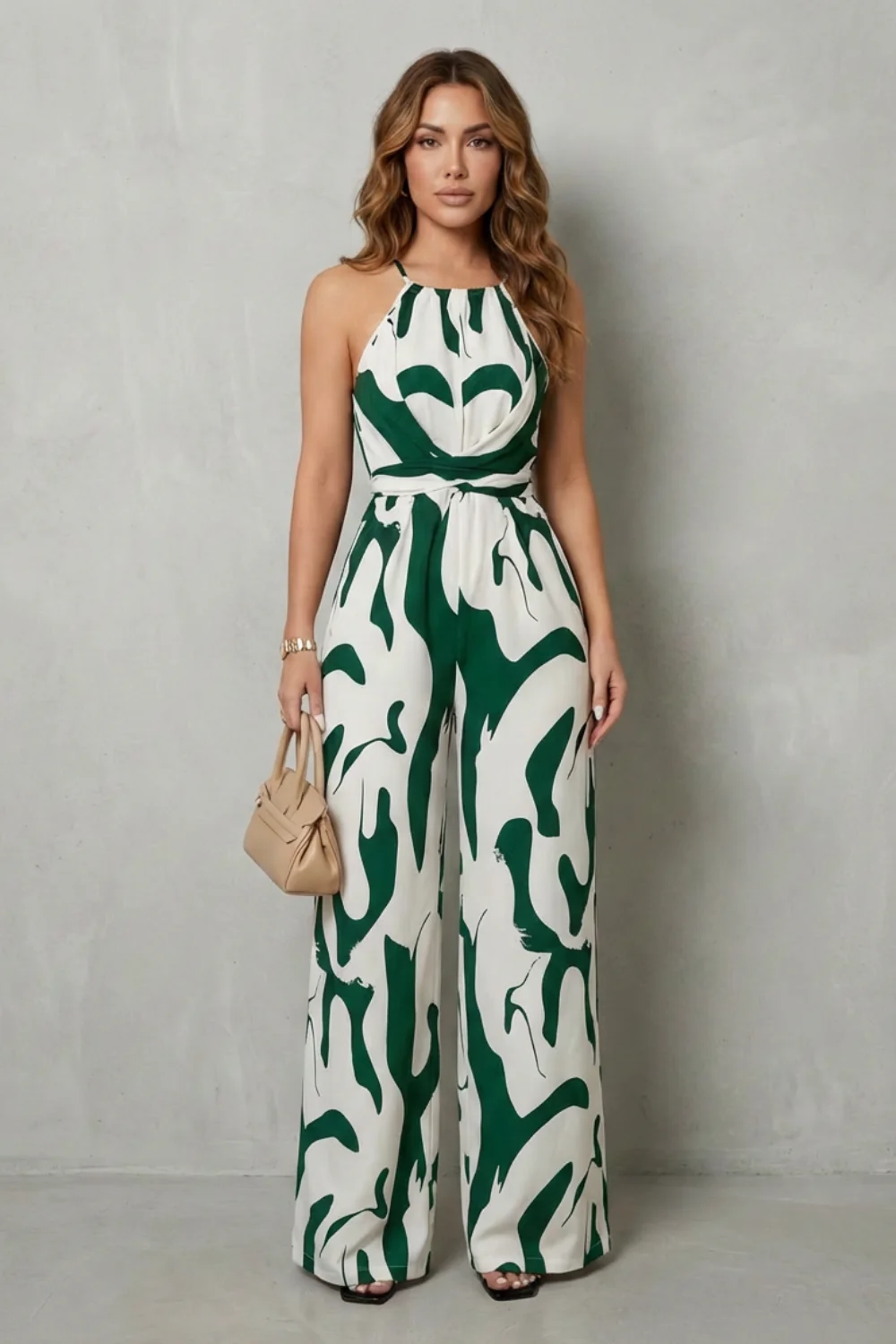 Calivana – Abstract print halter – Wide-leg jumpsuit - Image 8