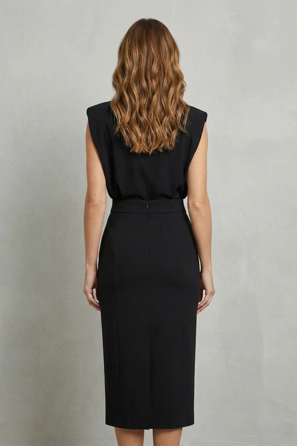 Camille – Royal Chic Sleeveless Button Detail Midi Dress – Summer Elegance - Image 4