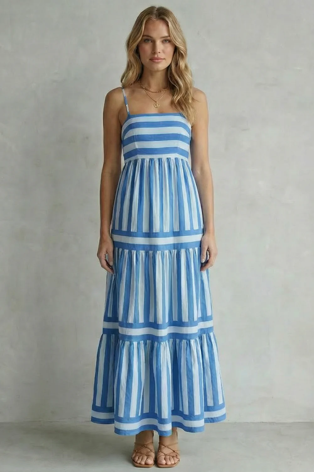 Candessa – Playful stripe tiers – Strappy maxi dress - Image 10