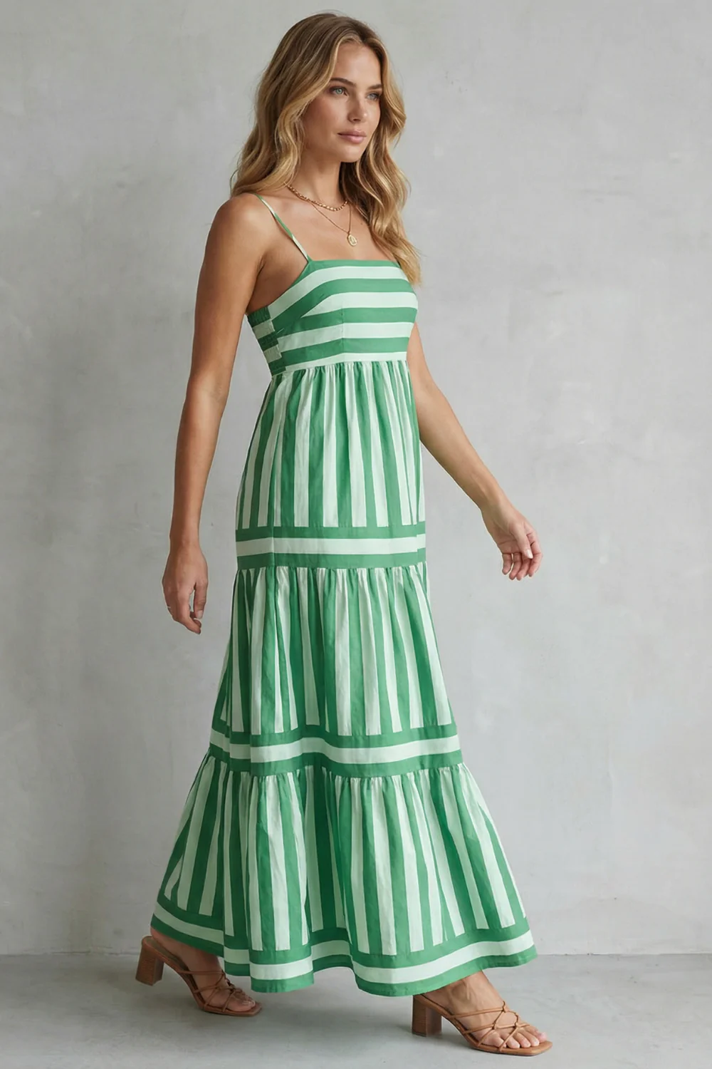 Candessa – Playful stripe tiers – Strappy maxi dress - Image 3
