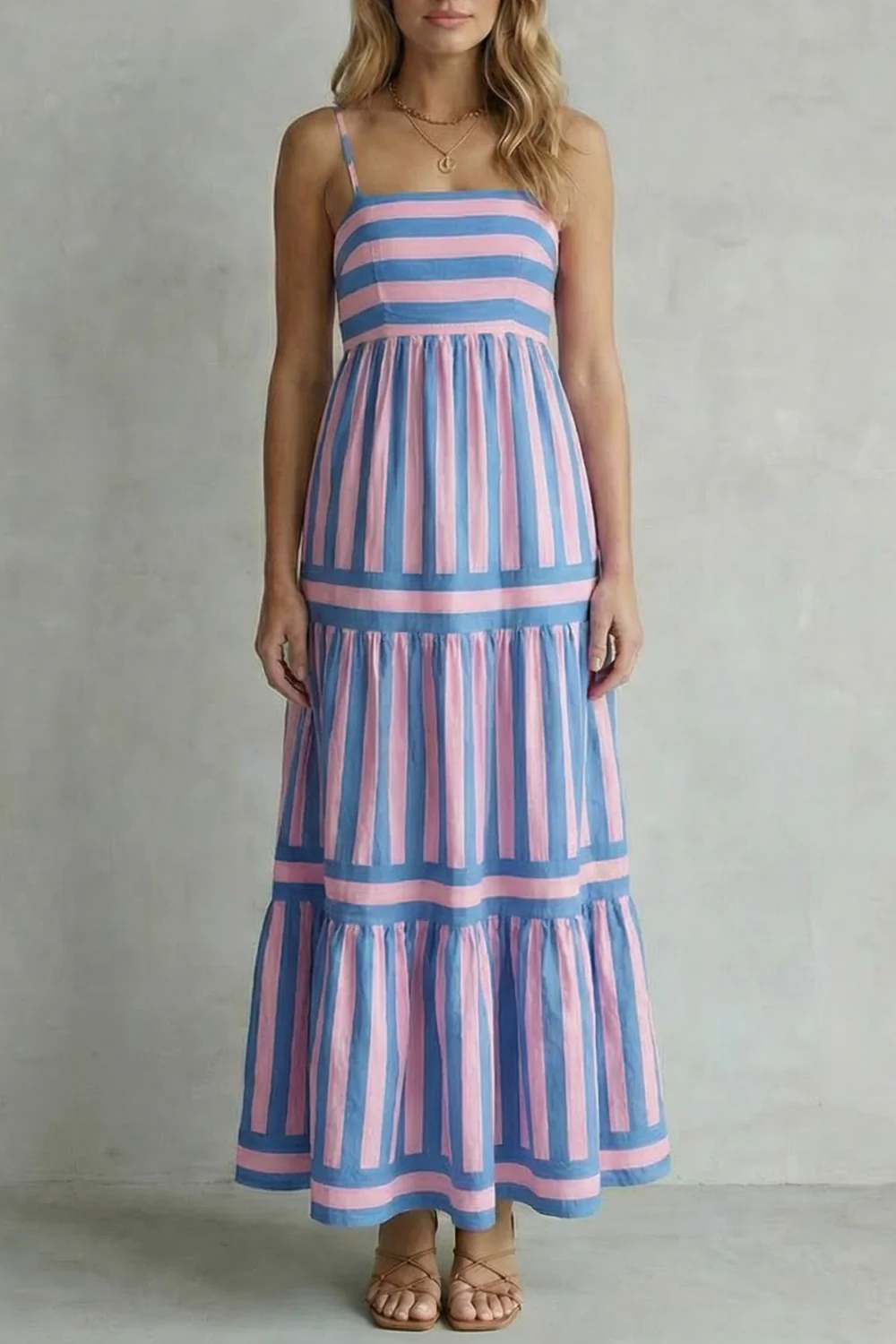Candessa – Playful stripe tiers – Strappy maxi dress - Image 5