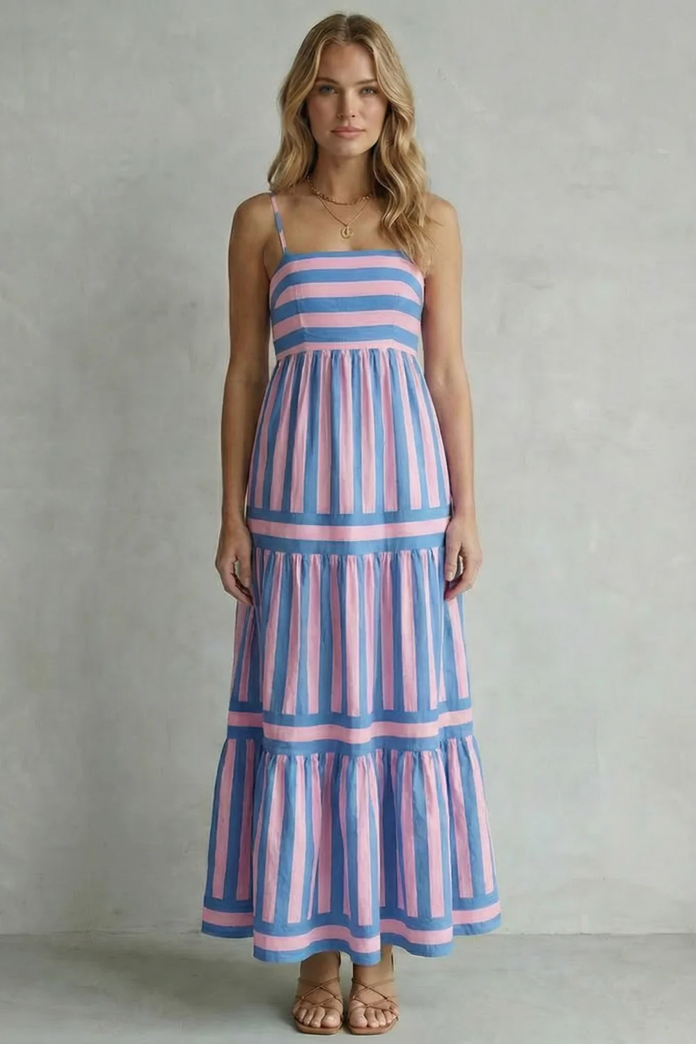 Candessa – Playful stripe tiers – Strappy maxi dress - Image 6