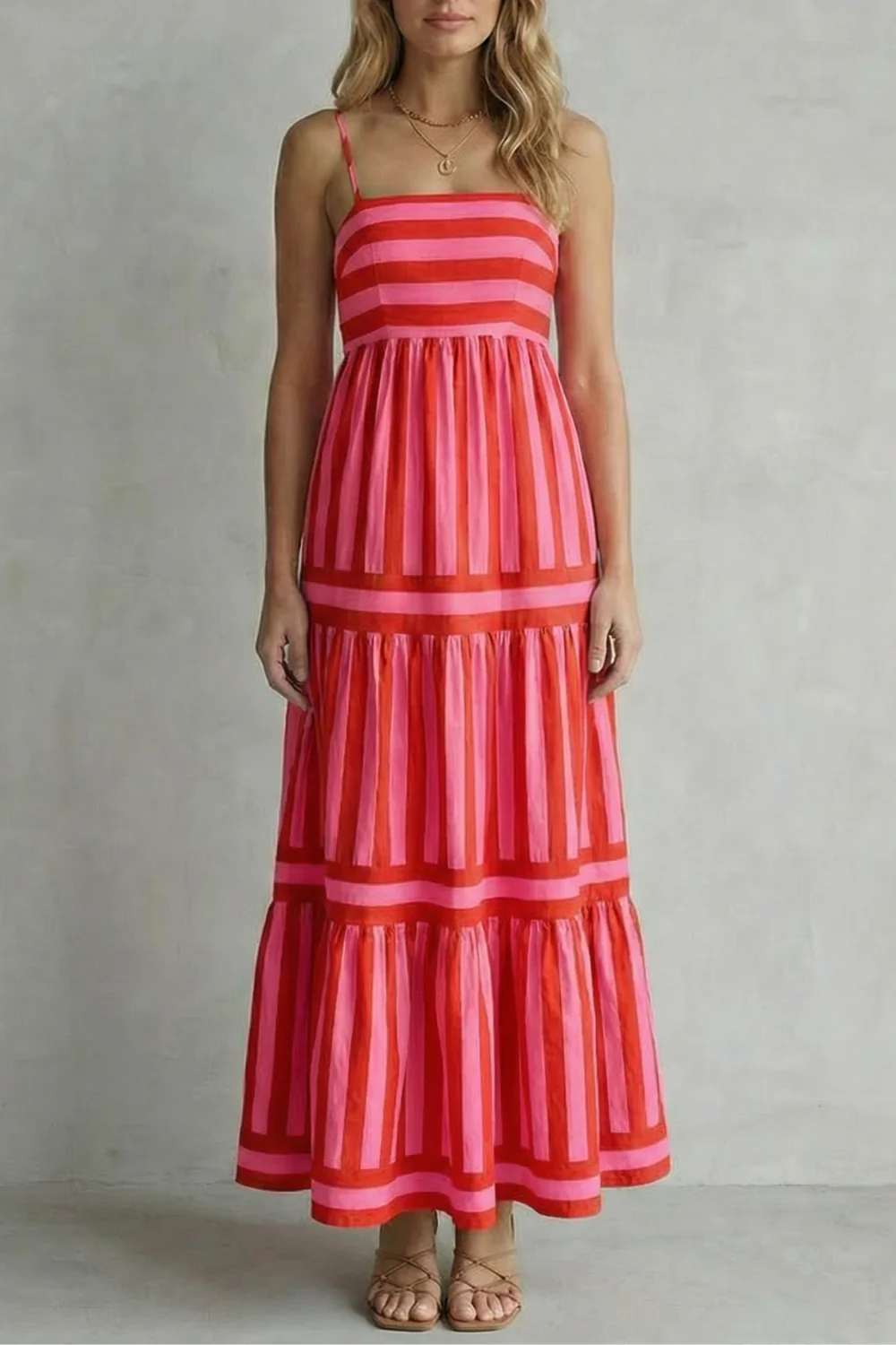 Candessa – Playful stripe tiers – Strappy maxi dress - Image 7