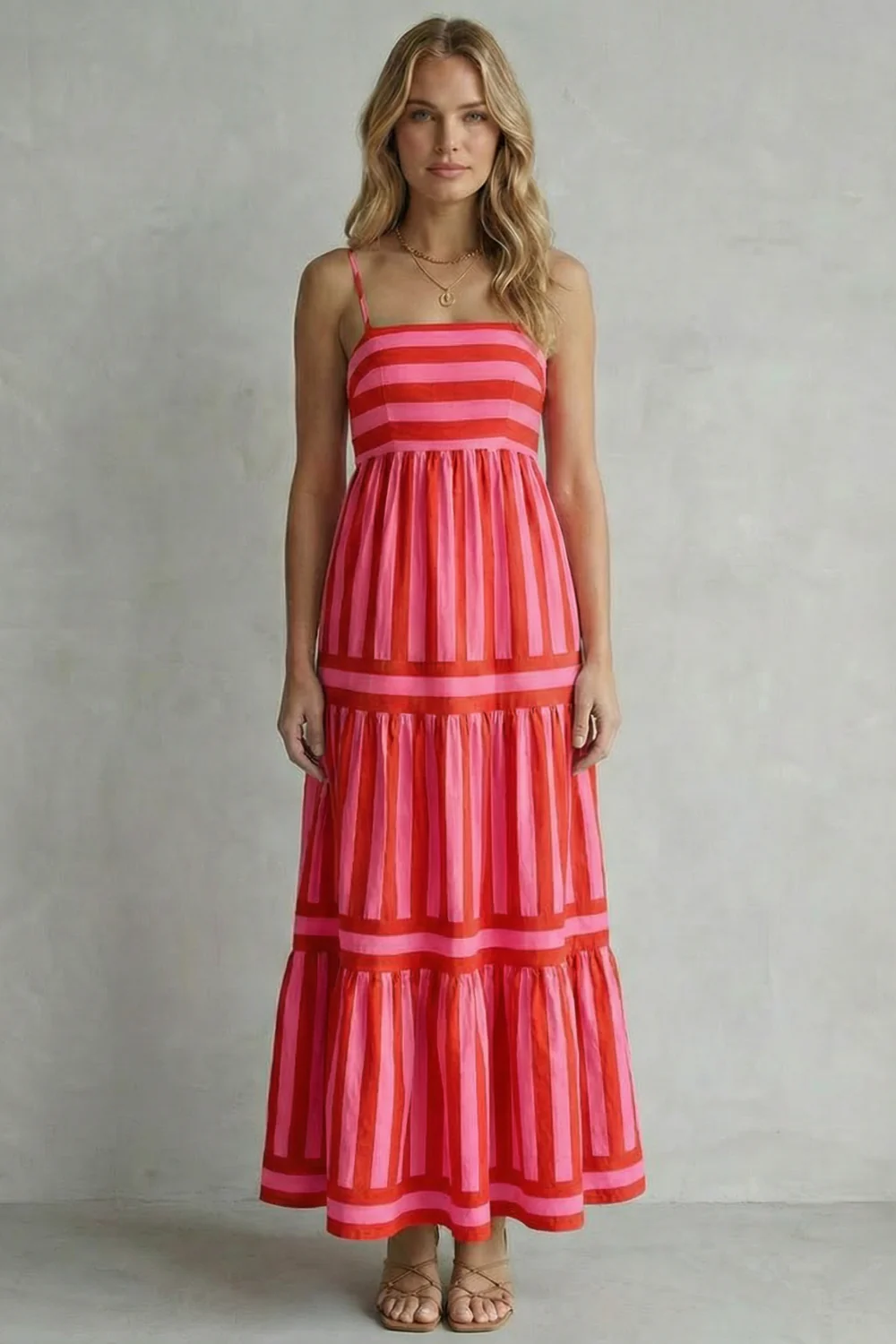 Candessa – Playful stripe tiers – Strappy maxi dress - Image 8