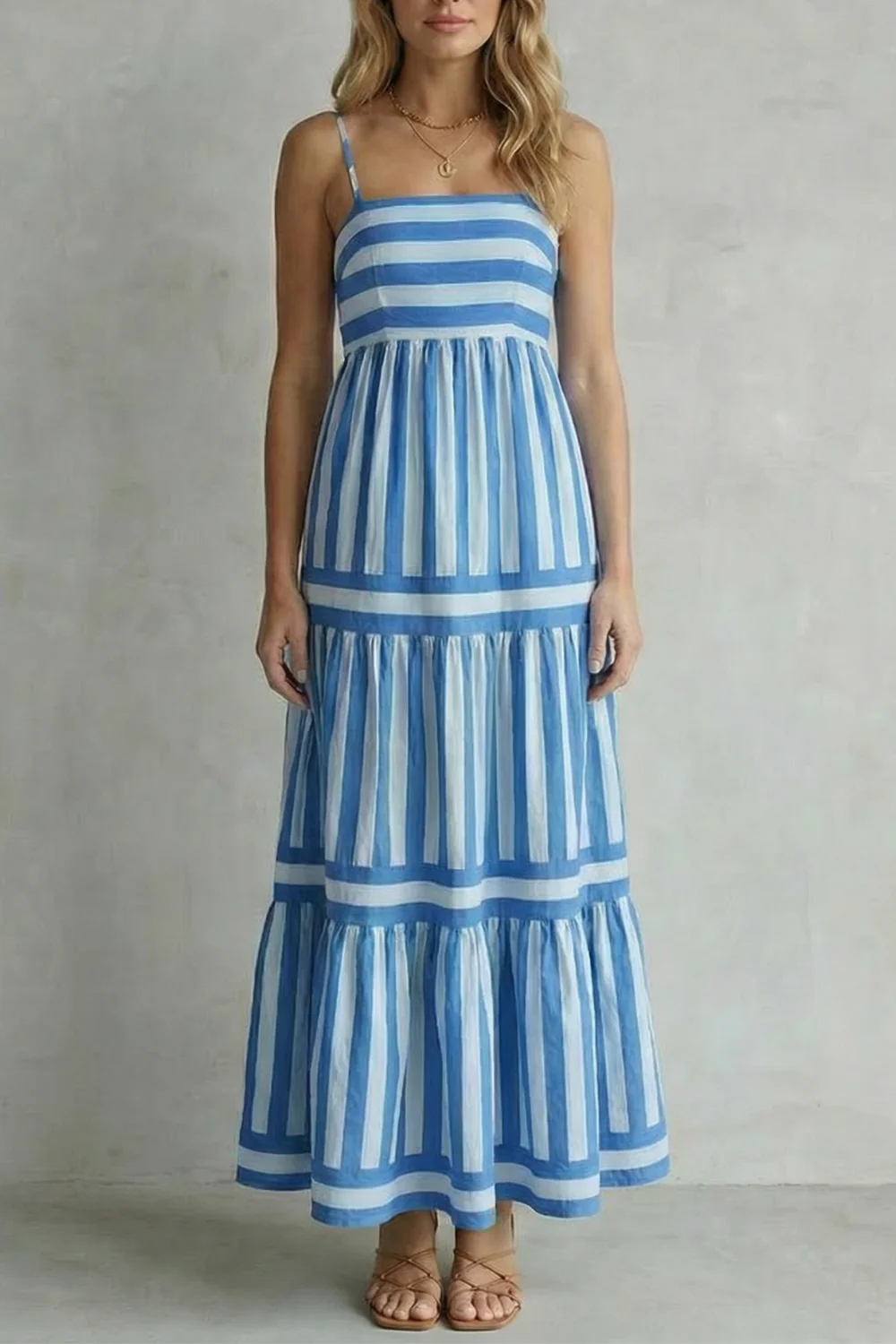 Candessa – Playful stripe tiers – Strappy maxi dress - Image 9