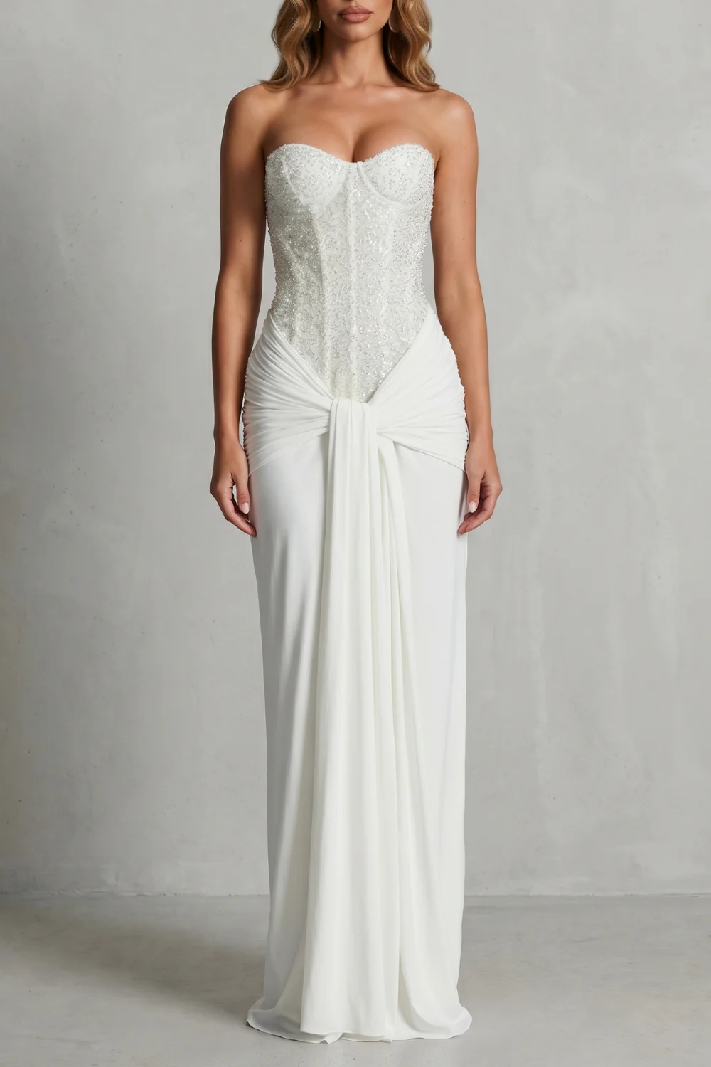 Carinelle – Draped satin elegance – Maxi dress