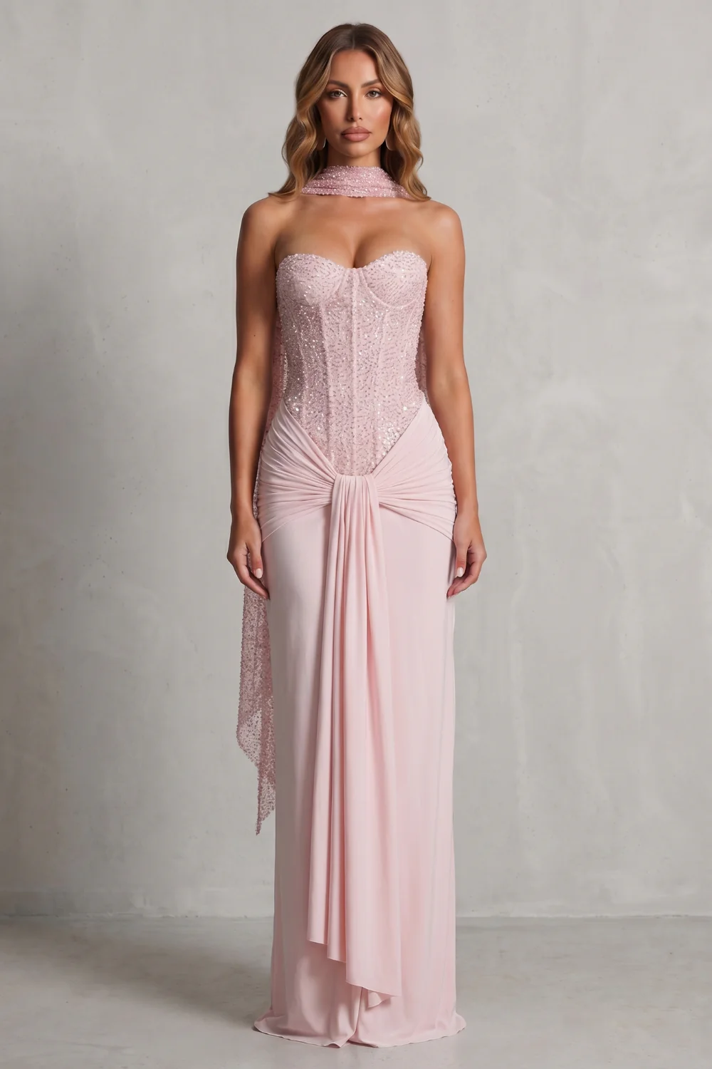 Carinelle – Draped satin elegance – Maxi dress - Image 10