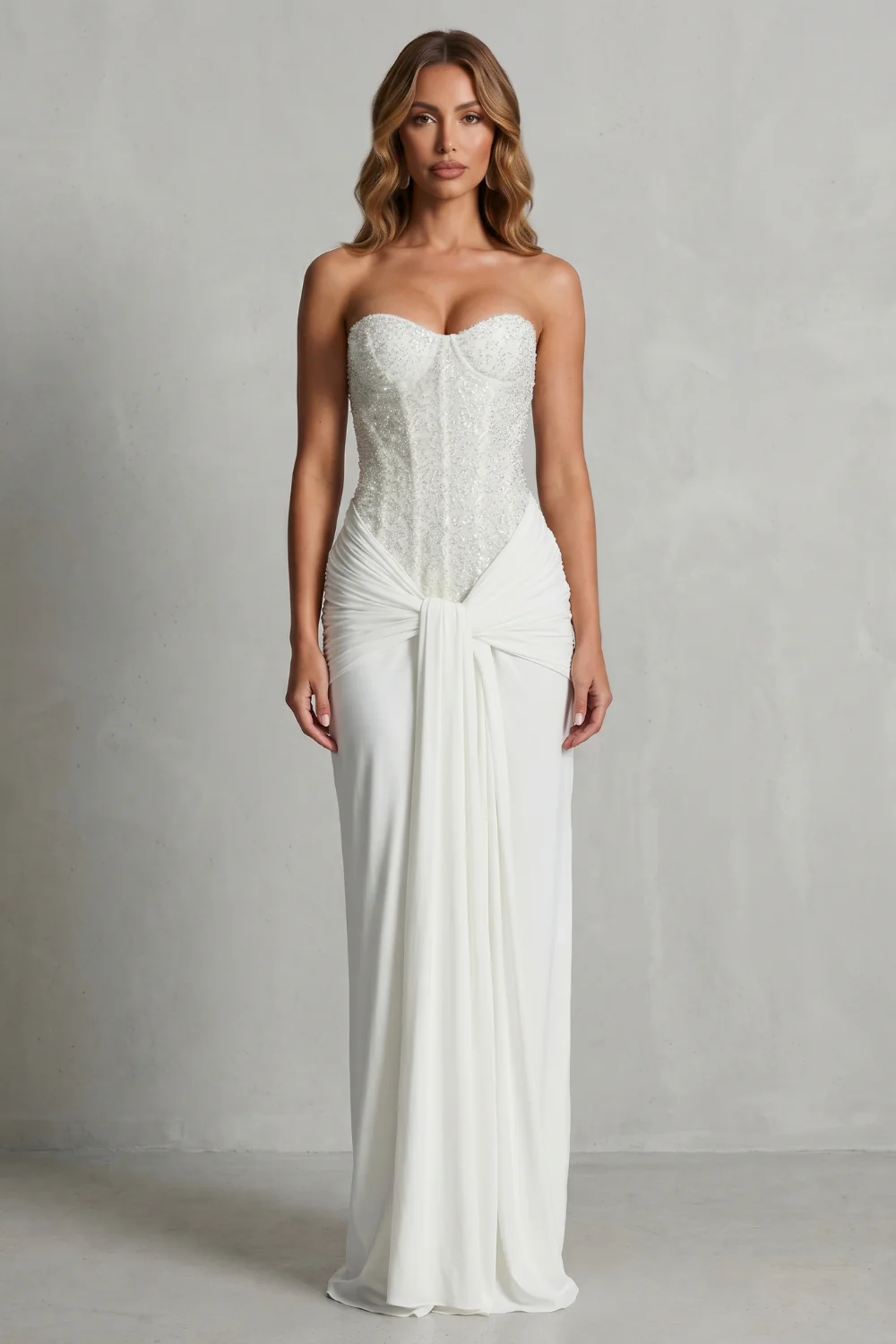 Carinelle – Draped satin elegance – Maxi dress - Image 2