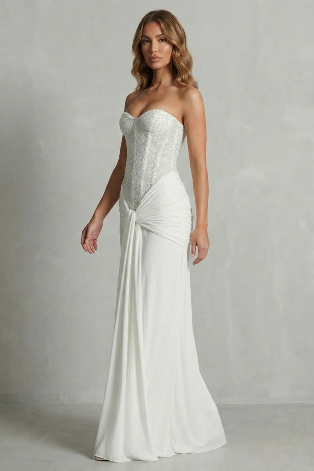 Carinelle – Draped satin elegance – Maxi dress - Image 3