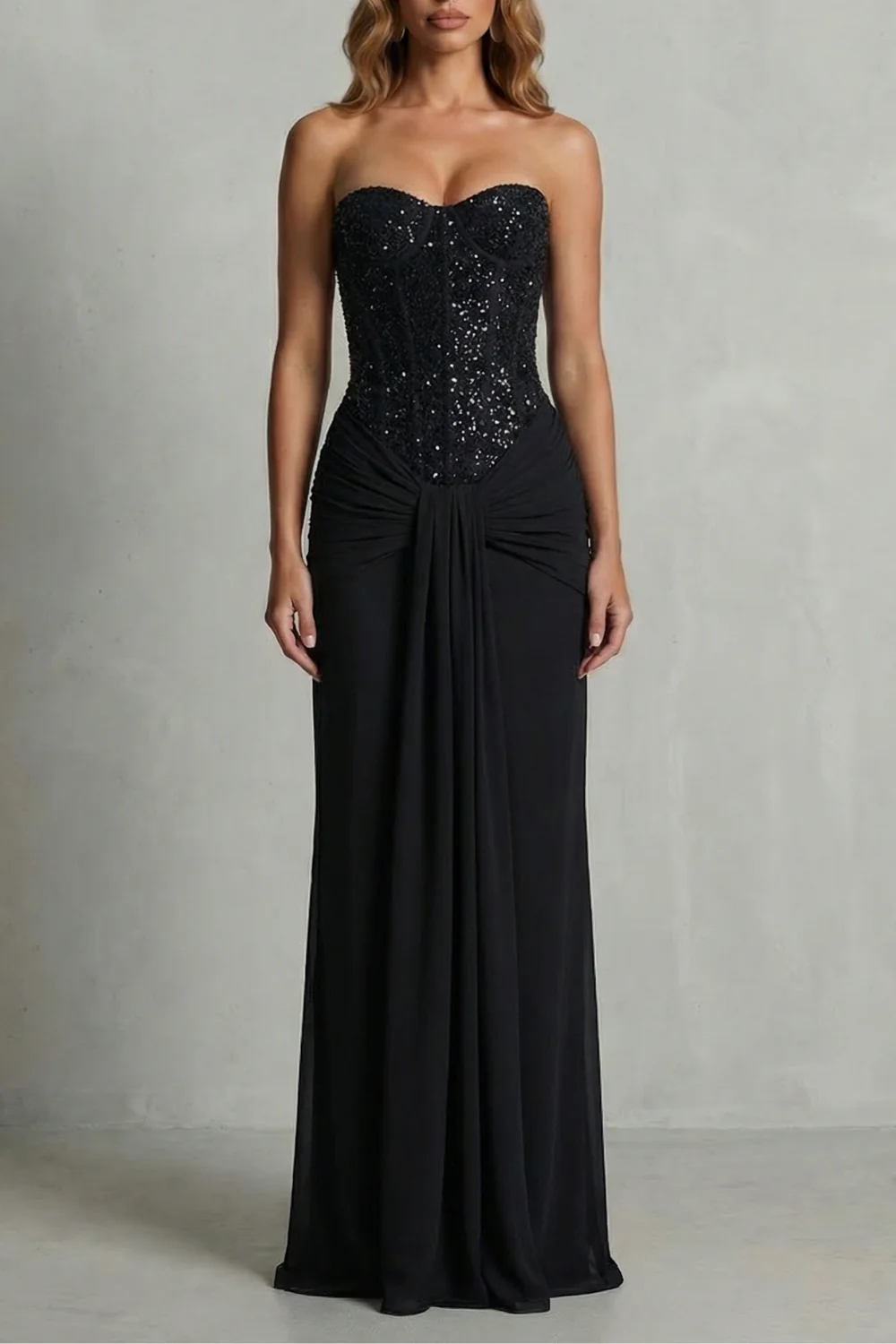 Carinelle – Draped satin elegance – Maxi dress - Image 5